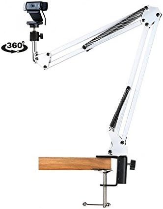 360° Webcam Stand Desktop Suspension Boom Scissor Arm Mount Holder for Logitech Webcam C922x C922 C930e C930 C920 C615-white