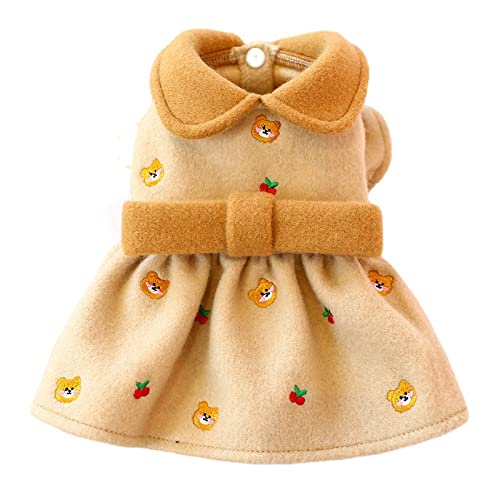 BUSHIKO Lapel Collar Windproof Warm Dress for Small Dogs | Woolen Bow Autumn Winter Dress for ShishTzu, Pomeranian, Poodle, Pug (Size: XL, Chest: 50cm, Length: 40cm, Pet Weight: 6kg - 8kg) (B09M75N2J8) Amazon Price History, Amazon Price Tracker