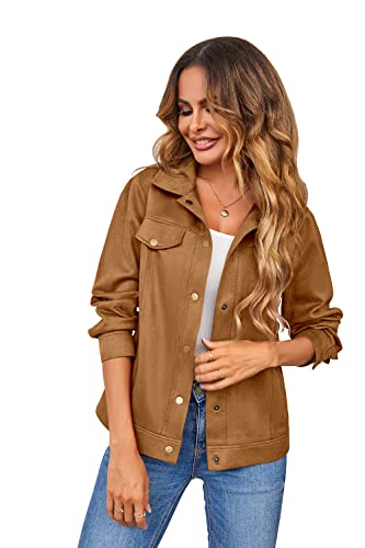 Women’s Long Sleeve Jacket Button Down Solid Jackets Casual Lapel Collar Outwear With Pocket #TOP1