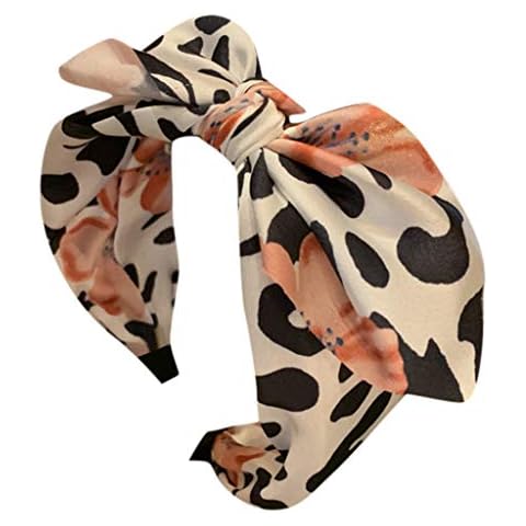 CixNy Women Print Bow Knot Cross Hair Band Hair Comb Headpiece Hair Accessories Tiara Crown Hair Hoop Hairband Hairpins for Girls and Women (White-b, One Size) Cover