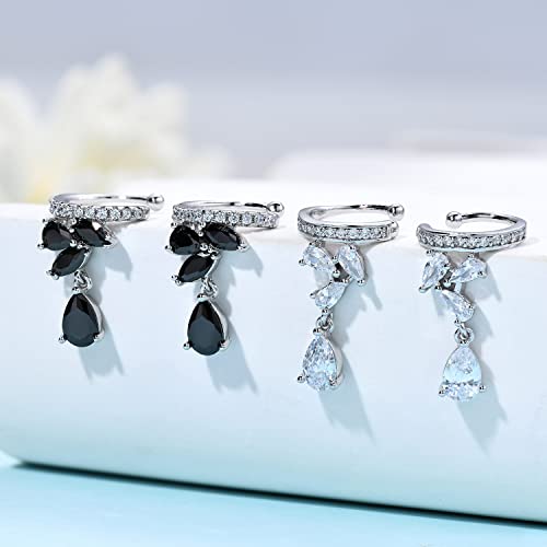 Allencoco 925 Sterling Silver Ear Cuffs Earrings For Women Cubic Zirconia Huggie Cartilage Clip On Wrap Earrings Hypoallergenic No Piercing Ears Jewelry Gift #TOP5