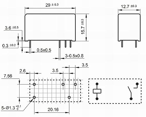 Relais 4 broches H1AA005T commutation 10A stable tension 5V - 2
