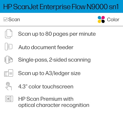 hp scanjet enterprise flow n9000 sn1 fast 2-sided scanner with auto document feeder best for office 8q4w1a