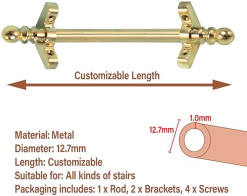 32" Long Stair Runner Rods for Fixed Carpet, Customizable Stair Rods for Home & Commercial Use, Durable & Stylish (1pc, 81cm)