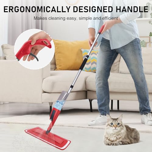 Image of NileHome Mops for Floor Cleaning, Dust Mop with 3 pcs Washable Pads and 400ml Refillable Bottle Floor Mop for Household or Commercial Use Wet Mop for Hardwood Laminate Tile Ceramic