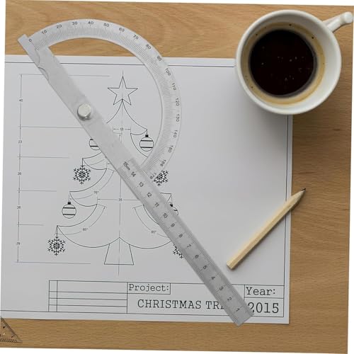 Winkelmesser, Winkelmesser Metall 0-180° Präzisions-Winkelmesser aus Edelstahl mit Feststellschraube | Robuster Universal-Winkelmesser mit klarer Skala für Tischler