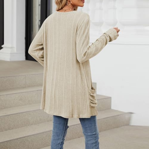 Cardigan Sweaters for Women Lightweight Open Front Thin Long Cardigans Fall Long Sleeve Knit Sweater with Pockets2