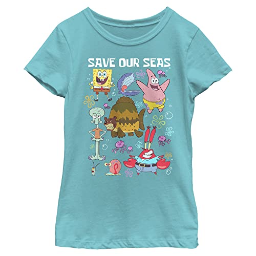 Nickelodeon Spongebob Squarepants Save The Sea Life Girls Short Sleeve Tee Shirt