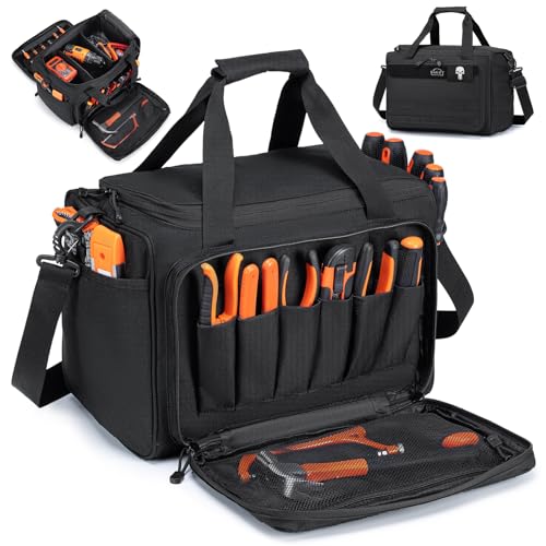 BAGZY Werkzeugtasche 900D Oxford Wasserdichte Taktische Tasche 40x30x25cm mit DIY Partition Assembly Multifunktion Mehrere Taschen Elektriker Werkzeugbeutel mit Schultergurt Verstellbar für Handwerker