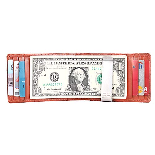 Image of Brooklyn Bridge Genuine Leather Money Clip Wallet for Men Matt VT Brown - Premium Slim RFID Protected Wallet with Cash Clip & Multiple Card Slots, Stylish Front Pocket Design, Gift for Men