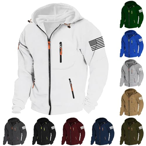 Mens Casual Solid Zip Up Jacket Long Sleeve Hooded Fitness Cardigan Sweatshirt USA Flag Military Combat Work Jackets3