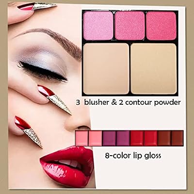 All-in-One Makeup Kit for Women Full Kit, 49 Colors Makeup Set Cosmetic Starter Beauty Include 12pcs Brush Set, Eyeshadow, Lip Gloss, Blusher, Contour Powder, Mirror, Easy to Carry