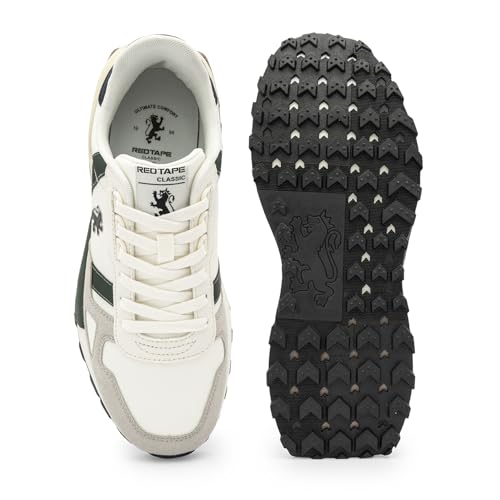 Image of Red Tape Men's Sneakers White Grey Mesh Round Toe Lace-Up