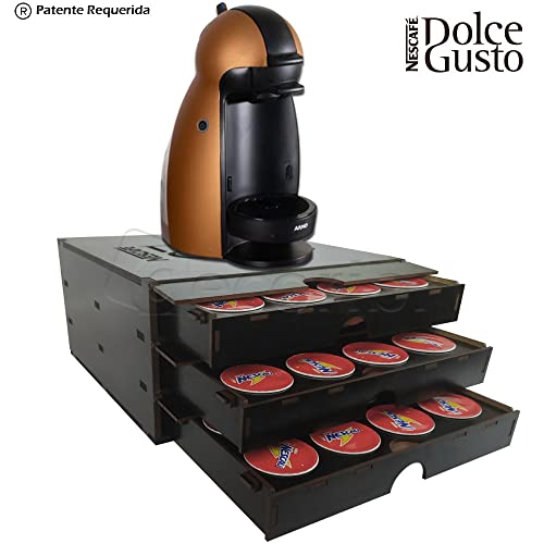 Porta Capsula Dolce Gusto 48 Capsulas Preto Gaveta Embutida Reforçado Suporta Maquina - Decori Br