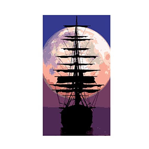 Image of RANGOLI 100% Cotton Stretched Canvas Painting 400 GSM, Framed Moonlight Sailing Canvas Abstract Wall Art for Living Room, 3D Paintings for Wall Decor (18 x 30 Inch With Frame)