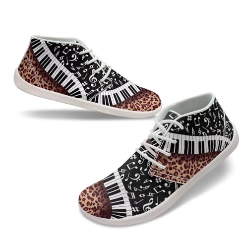 Fuxowvby Women's Leopard Print Piano Wide Barefoot Shoes Athletic Zero Drop Wide Toe Box Training Trail Running Workout Tennis Shoes Minimalism Anti-Skid Beginners Barefoot for Ladies White US 12.5
