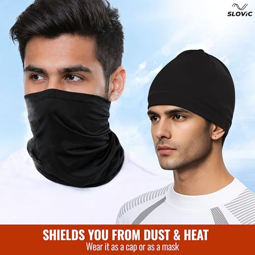 Image of SLOVIC Bandana for Men Bike | Cotton Lycra Full Face Mask for Bikers | Multi-purpose Mask for Men Face Cover | Helmet Cap | Breathable, Odour-Free & Comfort Fit | Ideal for Biking, Trekking & Gym