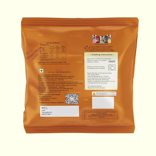 Image of Jvapa Rice Paper Sheet - 400Gms (Chả gio) | Round | 22 cm | Gluten-Free | Perfect for Fried Rolls, Wraps & Dumplings
