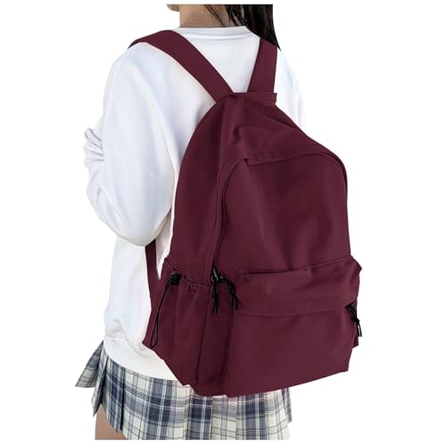 HYC00 Schulrucksack Damen, Causal Travel Schultaschen 14 Zoll Laptop Rucksack für Mädchen im Teenageralter Leichter Rucksack Wasserabweisend Bookbag College Boys Men Work Daypack,Rot