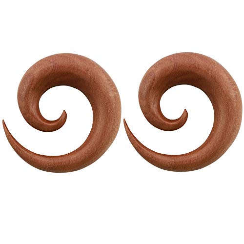 Pierced Owl - Organic Sawo Wood Spiral Tapers, Sold as a Pair