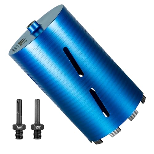 SALI Diamond Core Drill Bits 6" Diameter 10"/254mm Drilling Depth 5/8-11" Thread Core Bit Turbo Laser-Welded Segments for Cured Concrete with, Brick, Block, Masonry, with Two Adapters