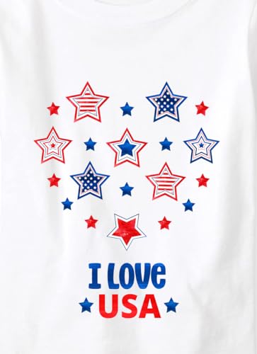 Image of Tkria July 4th Tank Top Girl Toddler 4th of July Shirt Baby Girl American Flag Shirt USA Ruffle Tee Girl Patriotic Outfit