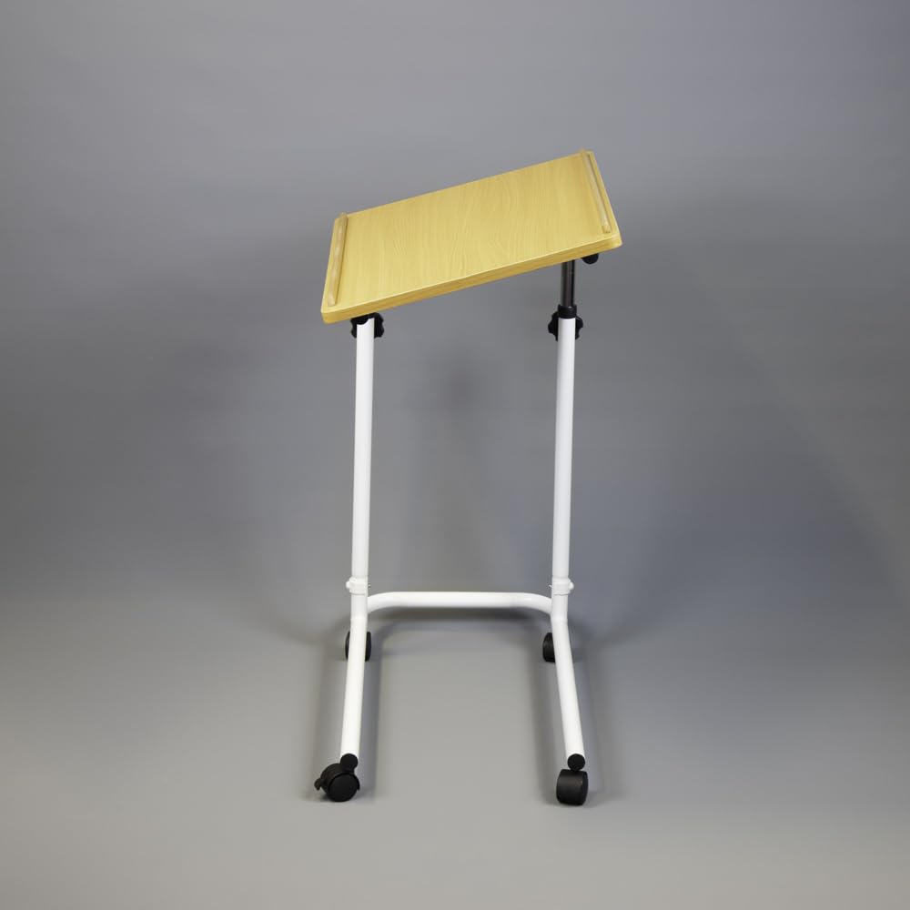 NRS Healthcare Mesa de sobrecama, inclinación y altura ajustable. Se suministra con ruedas giratorias o patas de diván deslizantes, efecto moderno de haya