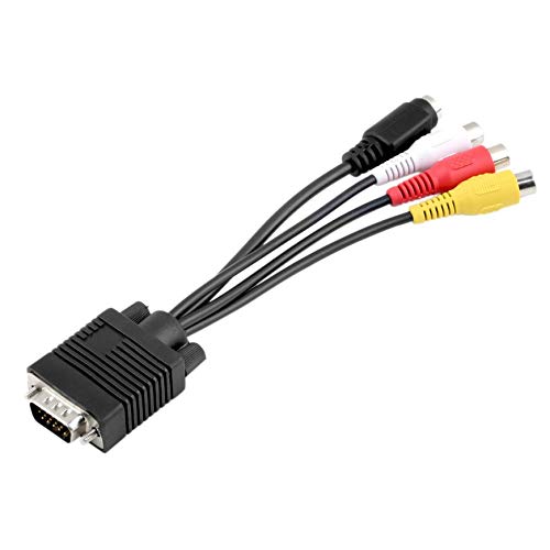 Pudincoco Black 1pc 3 RCA Female Converter Cable New VGA to Video TV Out S-Video AV Adapter Newest Drop Shipping Wholesale(Balck)