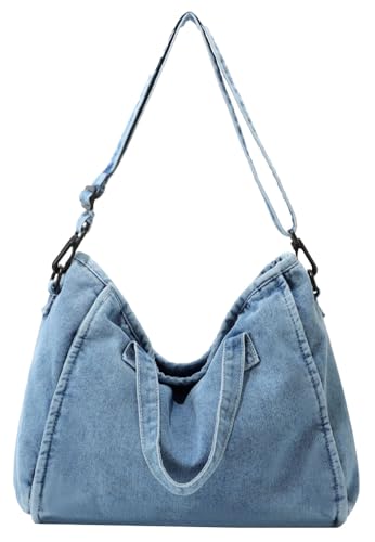 Denim Large Crossbody Handbags Casual Style Womens Shoulder Bag Fashion Tote Hobo Purse