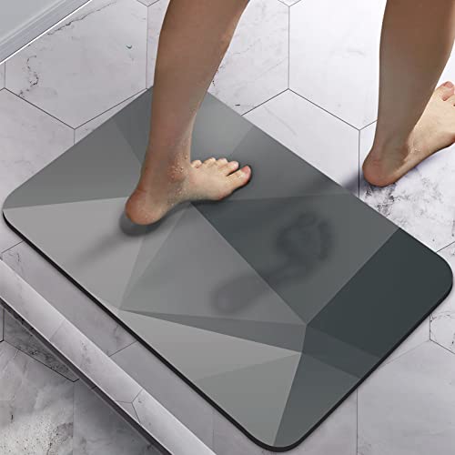 Homlab Bathroom Bath Mat Rug, Diatomaceous Earth Water Absorbent Rubber Backed Non-Slip Bathroom Floor Mat Carpet Square Cool Thin Washable Quick Dry For Shower Tub Bathtub Indoor Door (40 x 60cm)