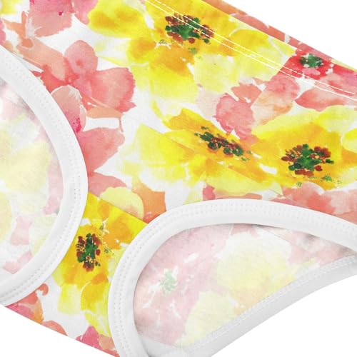 Joisal Girls Underwear Toddler 2t Cotton Little Girl Panties Bright Underpants Briefs Watercolor Yellow Pink Floral4