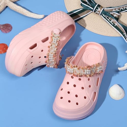 Image of FLIOZY Women's Gardener Platform Clogs Slippers Hight Heels Mules Clog Wedge Sandals Outdoor Beach Shoes