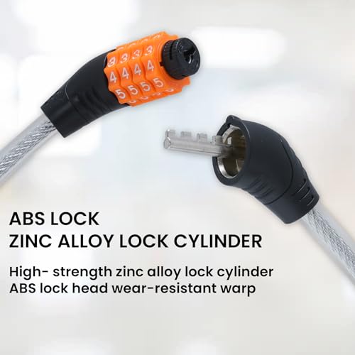 DOCOSS-Steel Bike Helmet Lock for Bike,Cycle Lock for Bicycle,Bike Helmet Lock for Two Wheeler,Password Number Lock (Black-Silver)