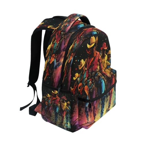 Colorful Cowboy Dance Backpack for School Boys Girls Adults Kids Bookbag Laptop Bag 15L2