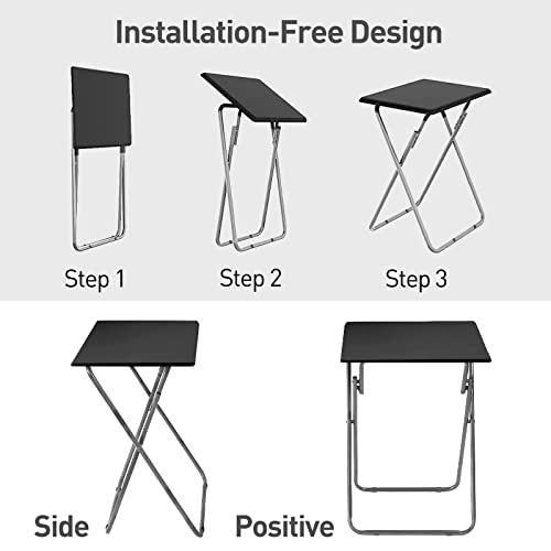 Image of Garden 4 you Folding TV Tray Table,TV Dinner Table with Sturdy MDF Top,Eating Trays for Living Room with No Assembly Required, 2PCS (Black)