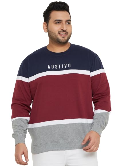 austivo Men's Multi Full Sleeve Striper Round Neck Plus Size Sweatshirt-picture-30