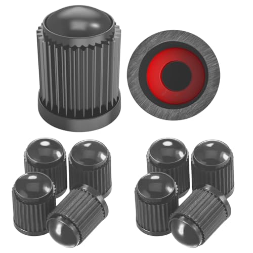 10 Stück Ventilkappen Auto & Fahrrad Robuste Autoventil Kappe mit Dichtung für PKW, Motorrad & MTB Universal Reifenventilkappen & Ventildeckel Set Ventile, Reifenventil & Ventil Zubehör (Anthrazit)
