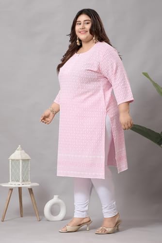 Image of DREAM & DZIRE Chikankari Kurti for Women of Cotton in Plus Size & Small Size.