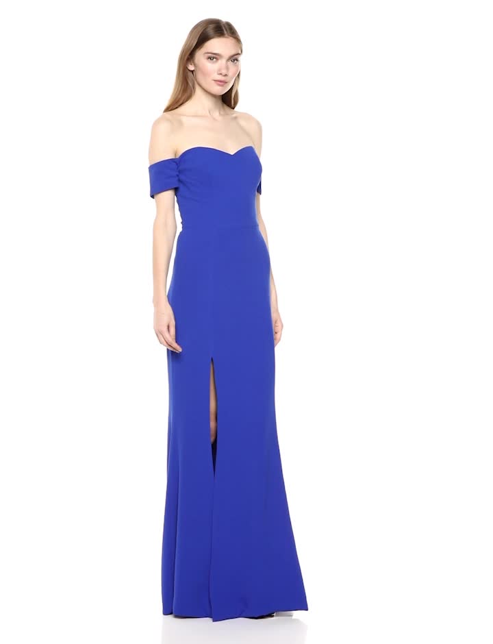 Watch Dress the Population Women's Logan Off Shoulder Sweetheart Bodycon Long Gown Dress W Slit on Amazon Live Watch Dress the Population Women's Logan Off Shoulder Sweetheart Bodycon Long Gown Dress W Slit on Amazon Live