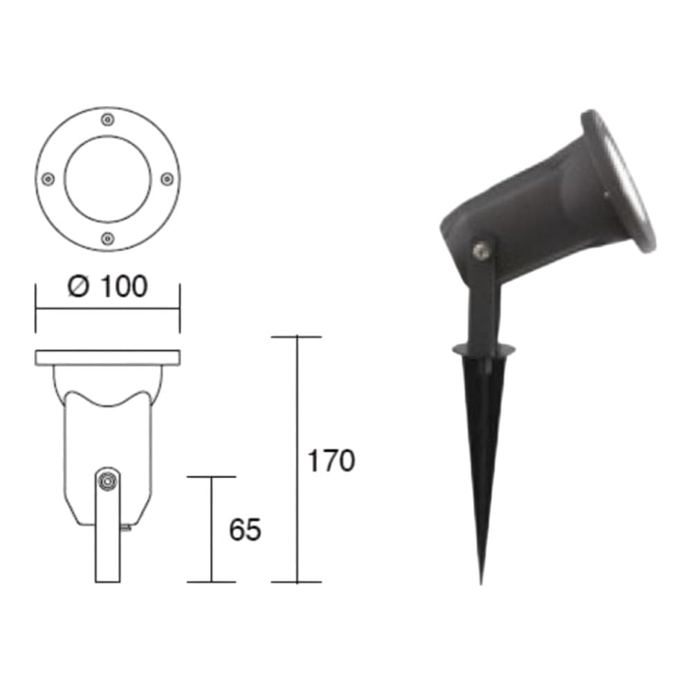 MAZZOLA LUCE Faretto con picchetto per esterno giardino alluminio marrone corten ip65 impermeabile gu10 led orientabile