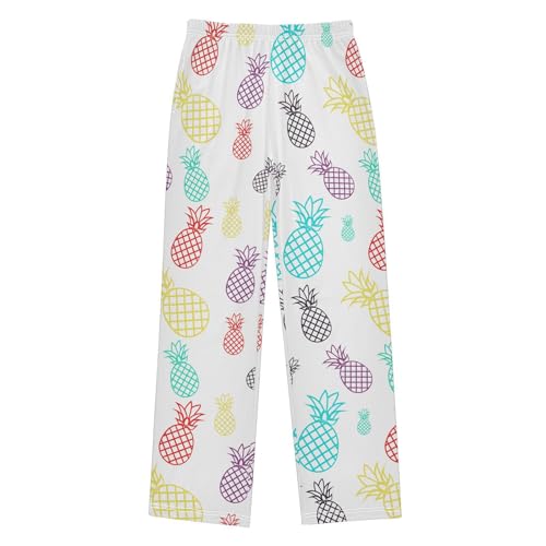ZZXXB Colorful Pineapple Fruit Boys Long Pants Soft Trousers Elastic Waist Kids Lounge Bottoms with Pockets S-XL