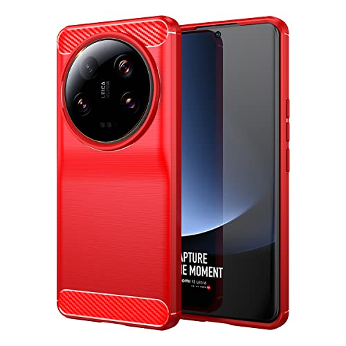 Coque Xiaomi Mi 13 Ultra rouge en texture fibre de carbone antichoc