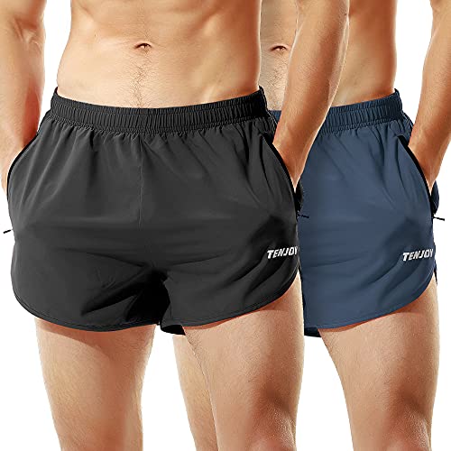 Image of Men's Running Shorts Gym Athletic Workout Shorts for Men 3 inch Sports Shorts with Zipper Pocket