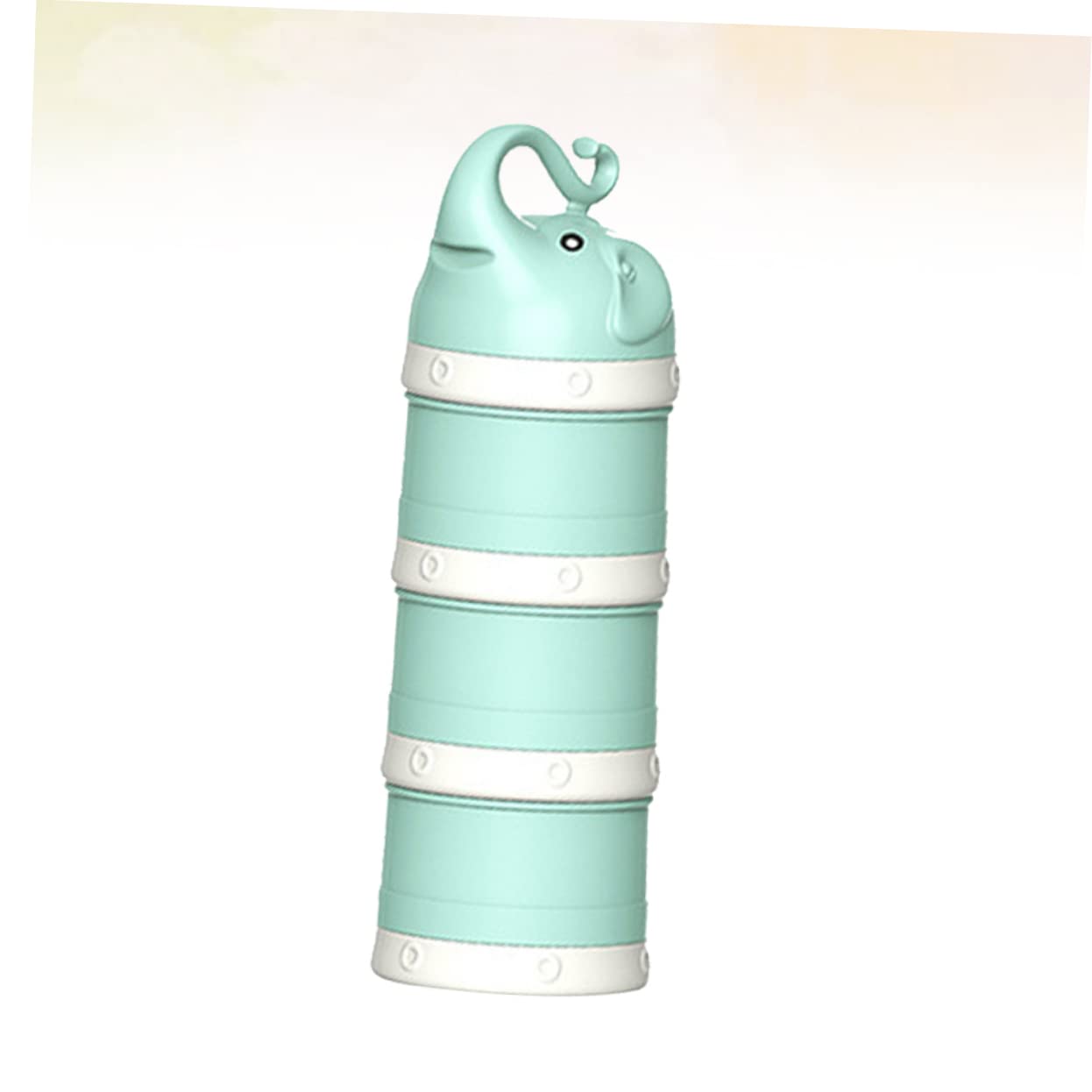 Yardwe Cartoon Elephant Portable Milk Powder Box Food Grade Container with Independent Sections No Leakage Design for Formula and Snacks Green Color