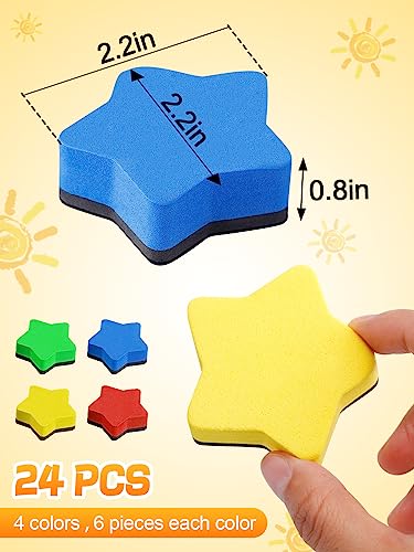 Image of 24Pcs Strong Magnetic Dry Erase Eraser, Classroom Must Haves, Star