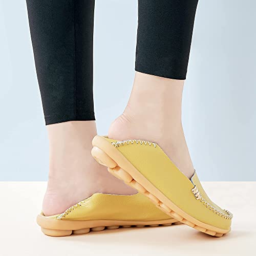 image for DUOYANGJIASHA Women's Comfortable Leather Loafers Casual Round Toe Moc