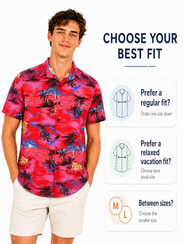 Image of Yoimira Hawaiian Shirts for Men, Print Mens Casual Short Sleeve Button Down Shirts Floral Aloha Beach Shirt