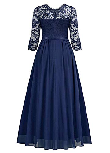 Jurebecia Vestido longo feminino em renda para dama de honra,Marinha-XL
