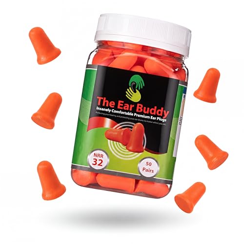 The Ear Buddy Premium Soft Foam Ear Plugs for Sleeping Noise Cancelling, Hearing Protection Earplugs...