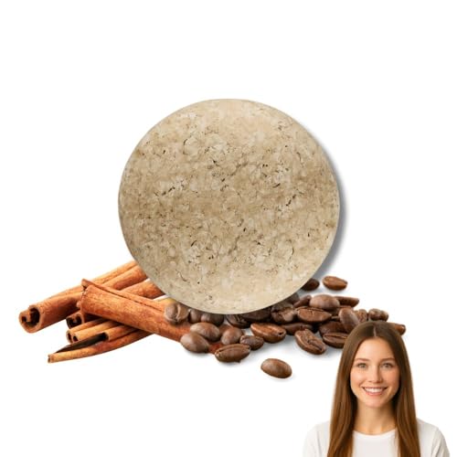 Champú Sólido en Barra Cafeína y Canela | Shampoo Anticaída Natural y Fortalecedor | Estimula el Crecimiento, Aporta Volumen y Energía | Sin Sulfatos, Vegano, Artesanal y Zero Waste – 65 g